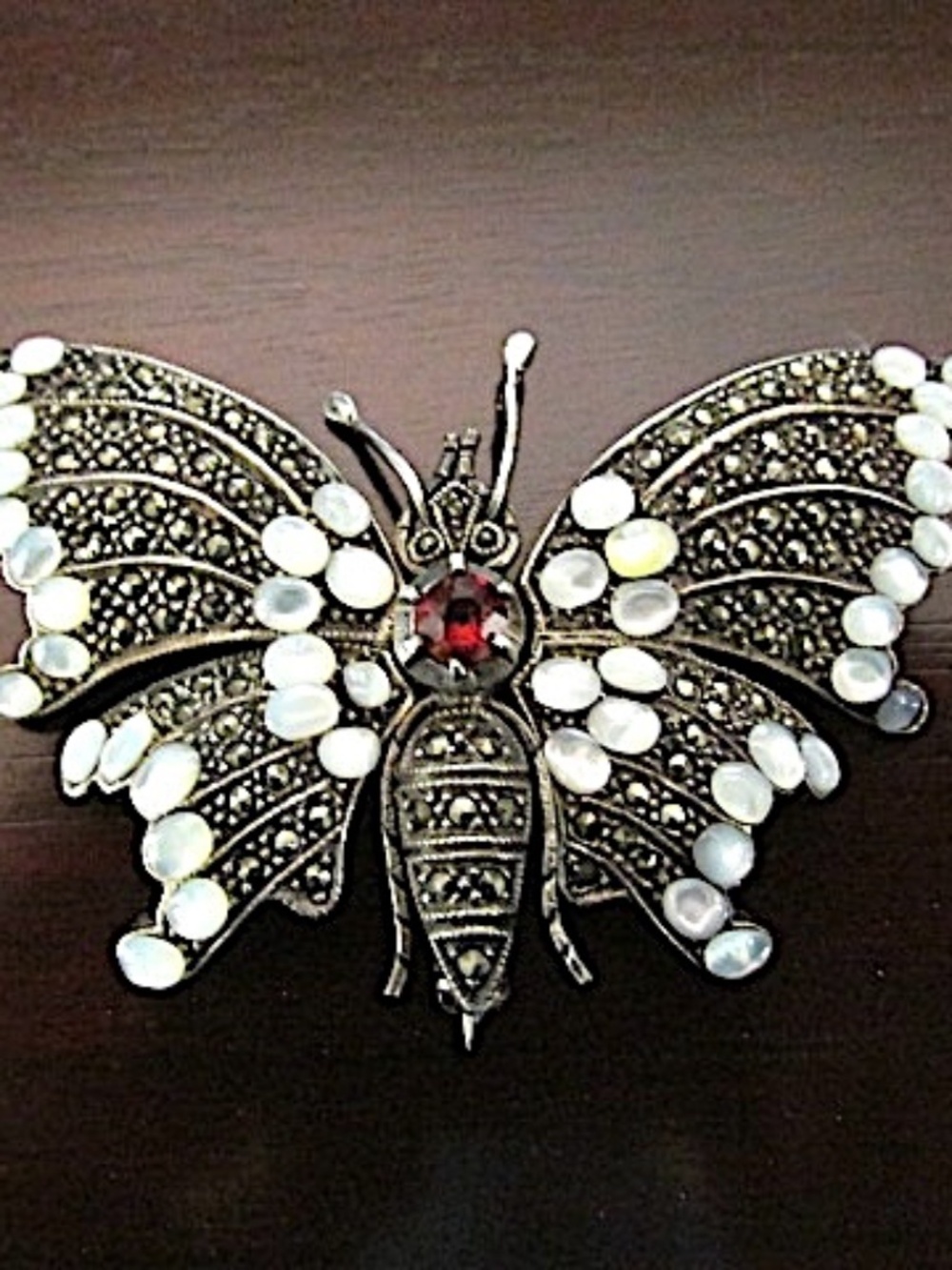 VTG Sterling Silver Moonstone Butterfly Brooch